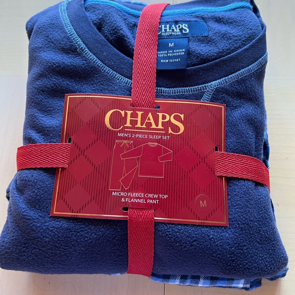 Mens Chaps brand 2 piece pajama set, navy, size Medium,brand new with tags
